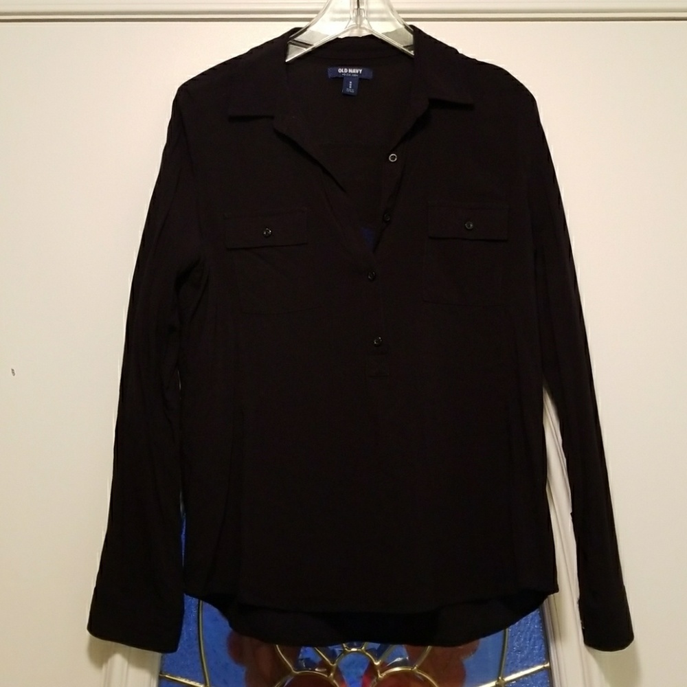 Black long sleeve half button down